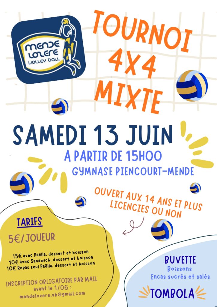 Tournoi Volley Ball Mende 13 juin 2026